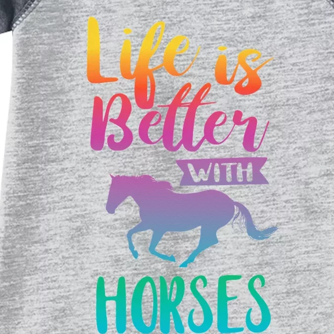 Cute Life Is Better With Horses Horseback Riding Infant Baby Jersey Bodysuit