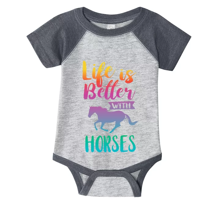 Cute Life Is Better With Horses Horseback Riding Infant Baby Jersey Bodysuit