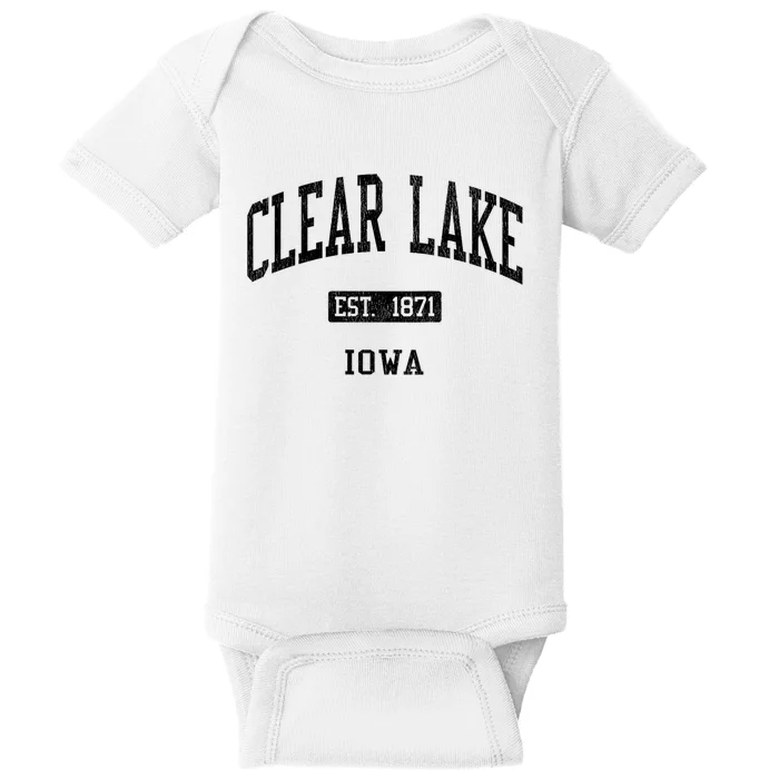 Clear Lake Iowa Ia Js04 Vintage Established Athletic Sports Baby Bodysuit