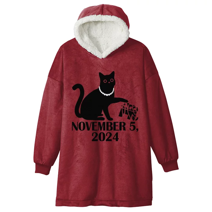 Cat Ladies In November 5 For Kamala Harris 2024 Election Hooded Wearable Blanket