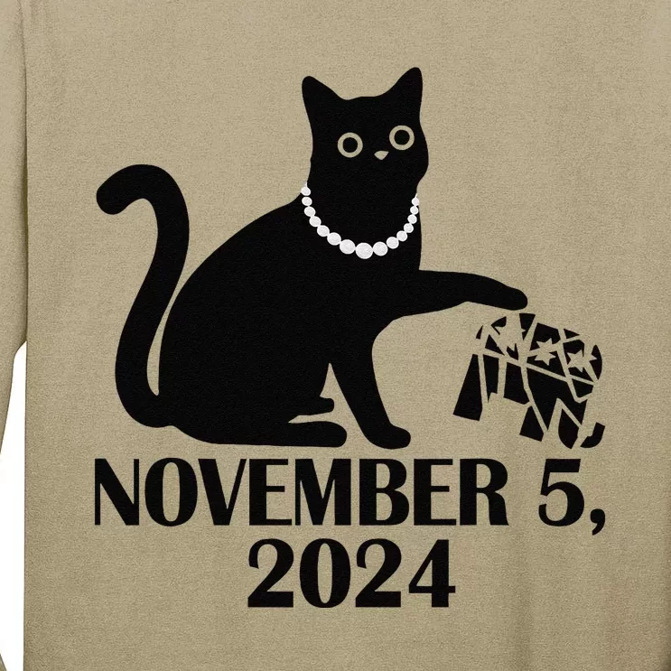 Cat Ladies In November 5 For Kamala Harris 2024 Election Tall Long Sleeve T-Shirt