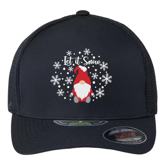 Christmas Let It Snow Gnome Cute Funny Gnome Xmas Pajama Gift Flexfit Unipanel Trucker Cap