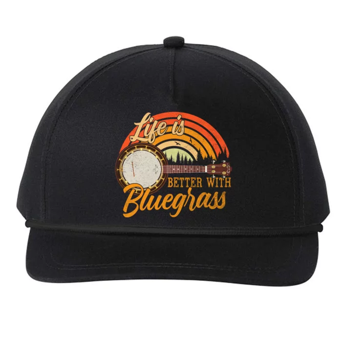 Cute Life Is Better With Bluegrass Cool Gift Funny Music Lover Gift Snapback Five-Panel Rope Hat