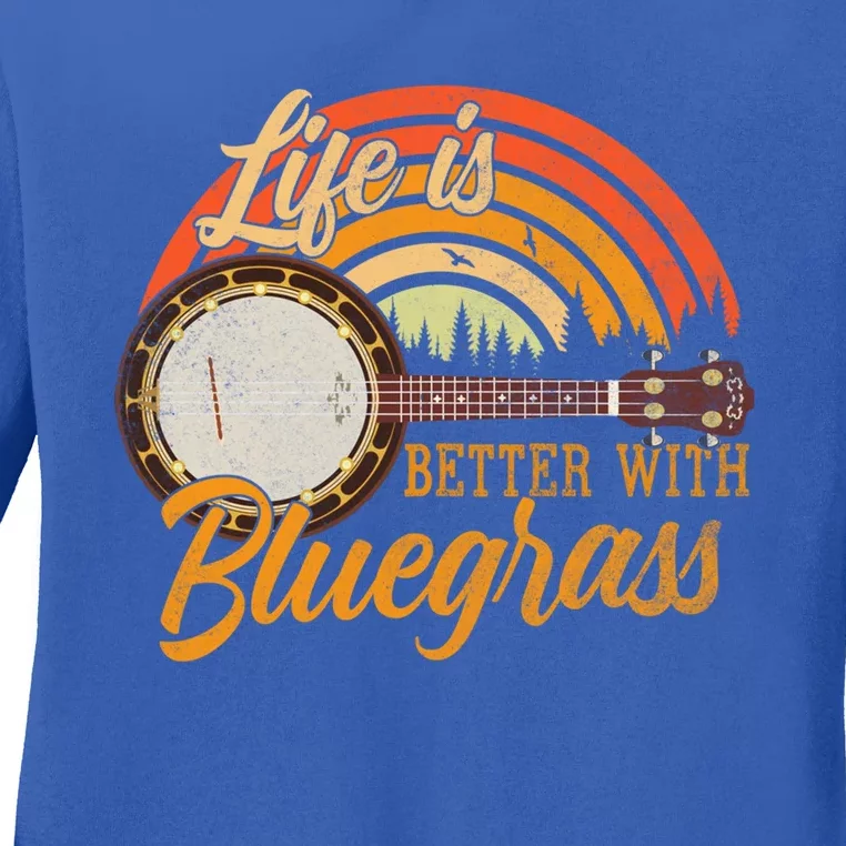 Cute Life Is Better With Bluegrass Cool Gift Funny Music Lover Gift Ladies Long Sleeve Shirt