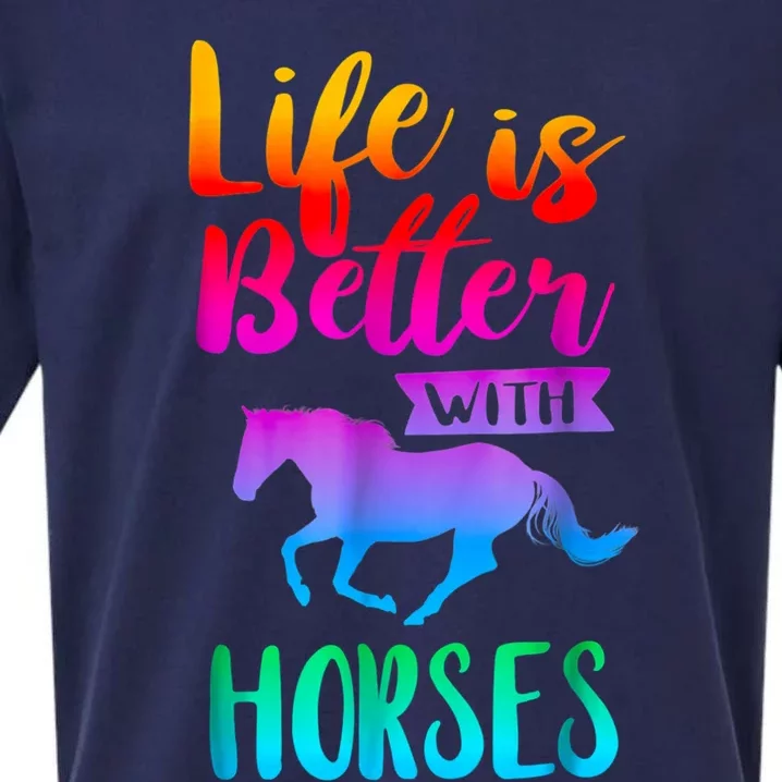 Cute Life Is Better With Horses Horseback Riding Gift Sueded Cloud Jersey T-Shirt