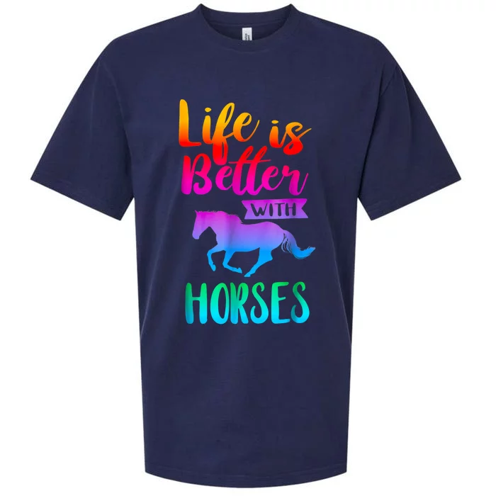 Cute Life Is Better With Horses Horseback Riding Gift Sueded Cloud Jersey T-Shirt