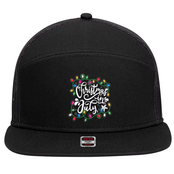 Christmas Lights In July Funny Summer Xmas Gift 7 Panel Mesh Trucker Snapback Hat