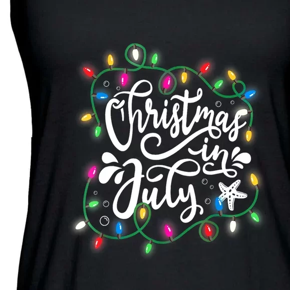 Christmas Lights In July Funny Summer Xmas Gift Ladies Essential Flowy Tank