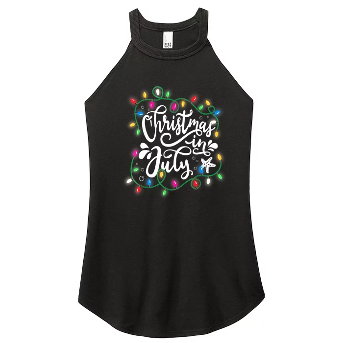 Christmas Lights In July Funny Summer Xmas Gift Women’s Perfect Tri Rocker Tank