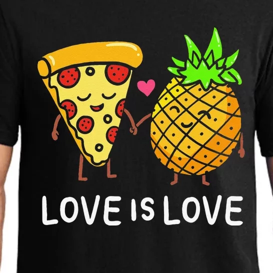 Cute Love Is Love Pineapple Pizza Forbidden Hawaiian Pajama Set