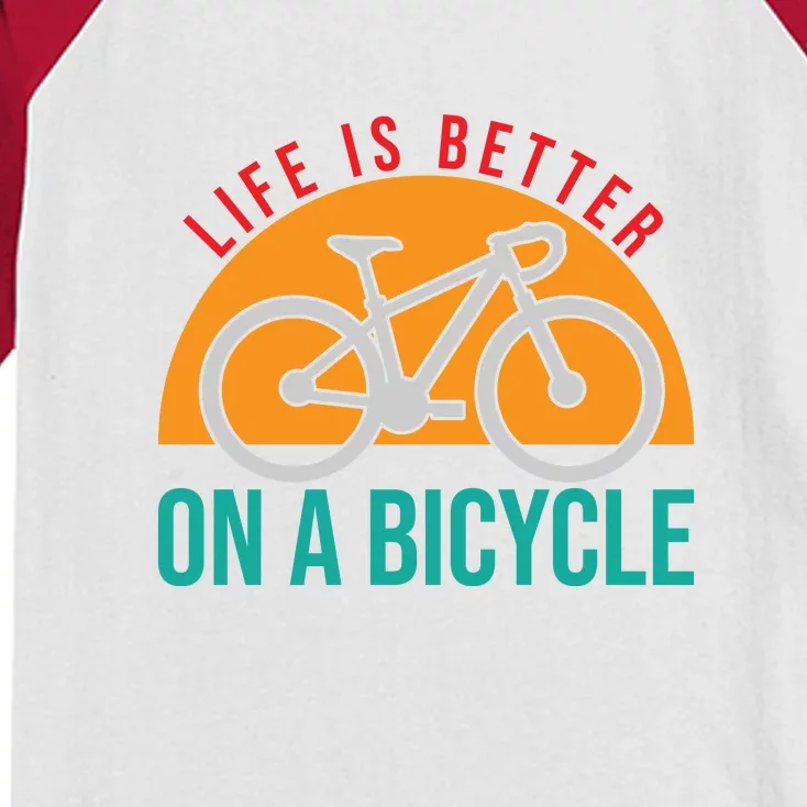 Cycling Life Is Better On A Bicycle Gift Kids Colorblock Raglan Jersey