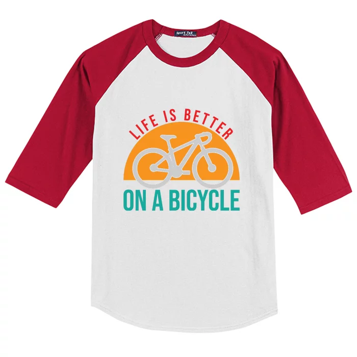 Cycling Life Is Better On A Bicycle Gift Kids Colorblock Raglan Jersey