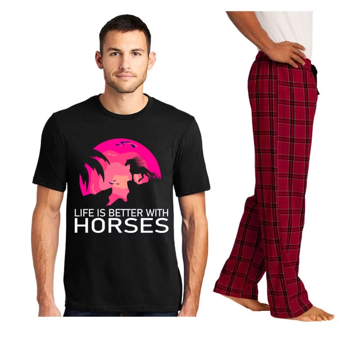 Cute Life Is Better With Horses Horseback Riding Great Gift Pajama Set