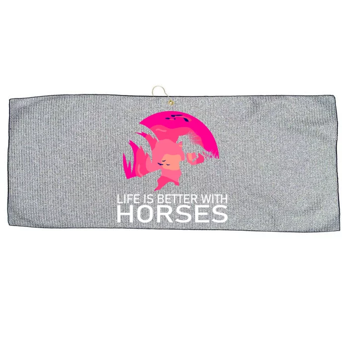 Cute Life Is Better With Horses Horseback Riding Great Gift Large Microfiber Waffle Golf Towel