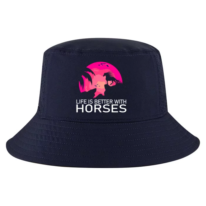 Cute Life Is Better With Horses Horseback Riding Great Gift Cool Comfort Performance Bucket Hat