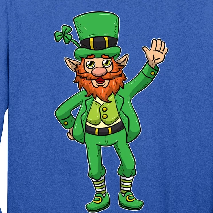 Cute Leprechaun Image St Patricks Day Lucky Shamrock Drawing Cute Gift Long Sleeve Shirt