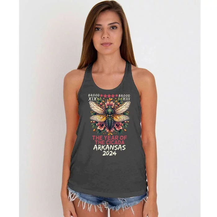 Cicada Lover Insect Bug The Year Of Cicada 2024 Arkansas Women's Knotted Racerback Tank