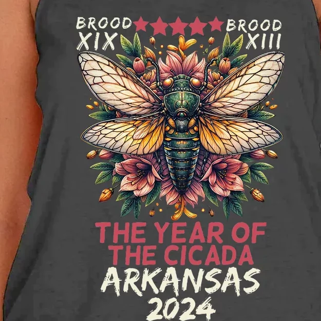 Cicada Lover Insect Bug The Year Of Cicada 2024 Arkansas Women's Knotted Racerback Tank