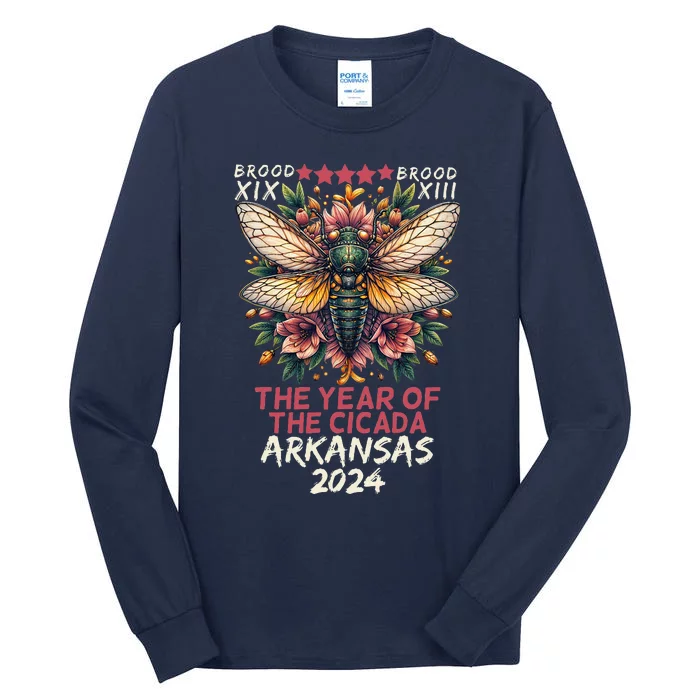 Cicada Lover Insect Bug The Year Of Cicada 2024 Arkansas Tall Long Sleeve T-Shirt