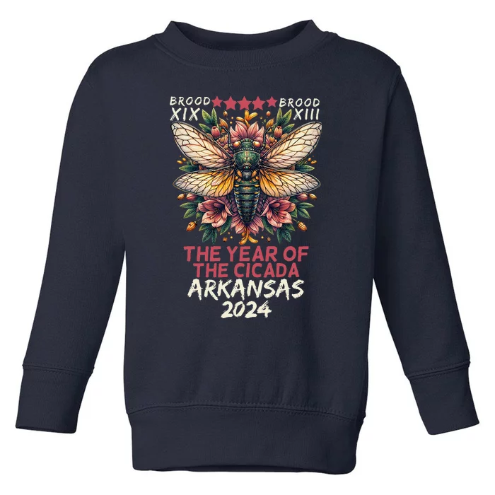 Cicada Lover Insect Bug The Year Of Cicada 2024 Arkansas Toddler Sweatshirt