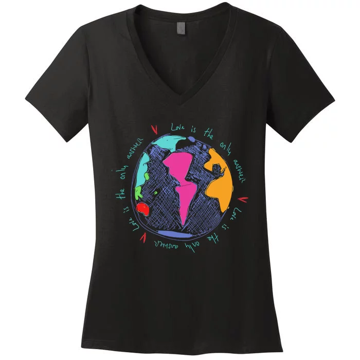 C.O.L.D.P.L.A.Y Love Is The Only Answer Amazon Exclusive Women's V-Neck T-Shirt