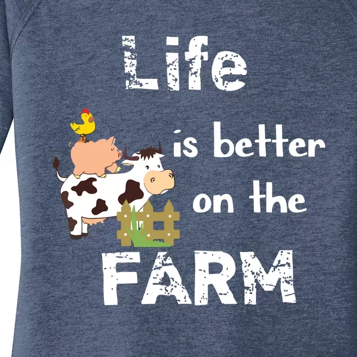 Cute Life Is Better On Farm Farmer Funny Farm Life Tee Women's Perfect Tri Tunic Long Sleeve Shirt