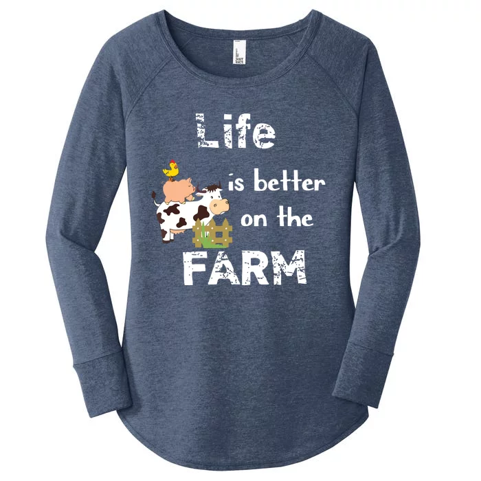 Cute Life Is Better On Farm Farmer Funny Farm Life Tee Women's Perfect Tri Tunic Long Sleeve Shirt