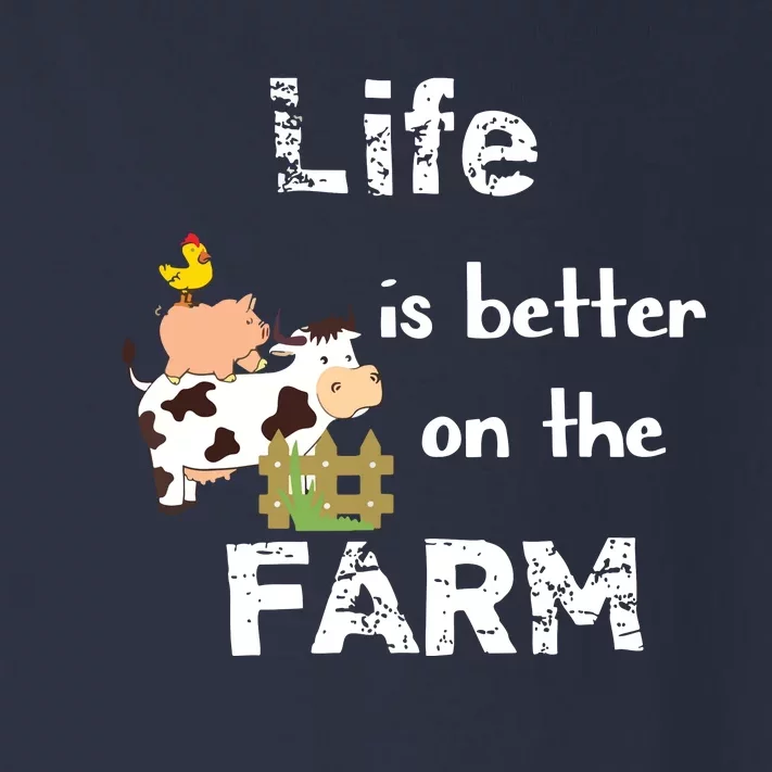 Cute Life Is Better On Farm Farmer Funny Farm Life Tee Toddler Long Sleeve Shirt