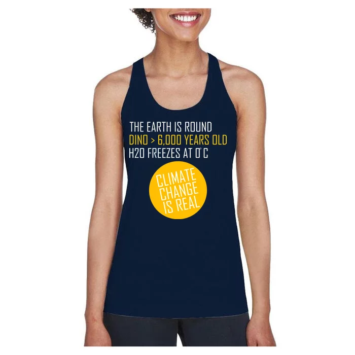 Climate Change is Real Science Facts Women's Racerback Tank