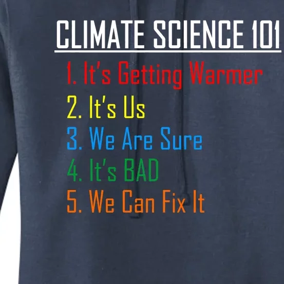 Climate Science 101 Climate Change Facts We Can Fix It Women's Pullover Hoodie