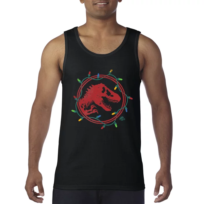 Christmas Lights Jurassic World TRex Tank Top