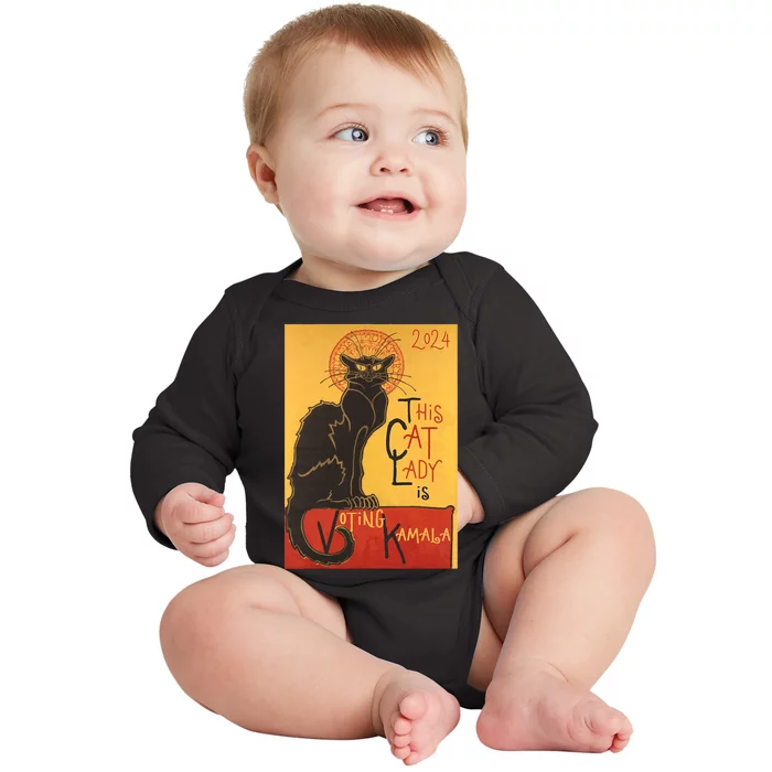 Cat Lady Kamala Le Chat Noir Funny Ballot Election Campaign Baby Long Sleeve Bodysuit