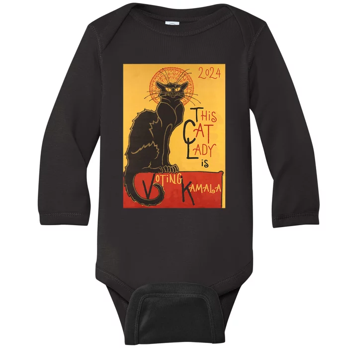 Cat Lady Kamala Le Chat Noir Funny Ballot Election Campaign Baby Long Sleeve Bodysuit