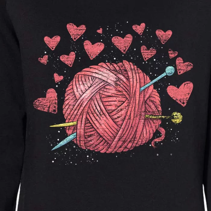 Crocheting Lover Knitter Crocheter Hearts Yarn Knitting Gift Womens California Wash Sweatshirt