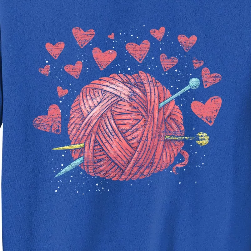 Crocheting Lover Knitter Crocheter Hearts Yarn Knitting Gift Tall Sweatshirt