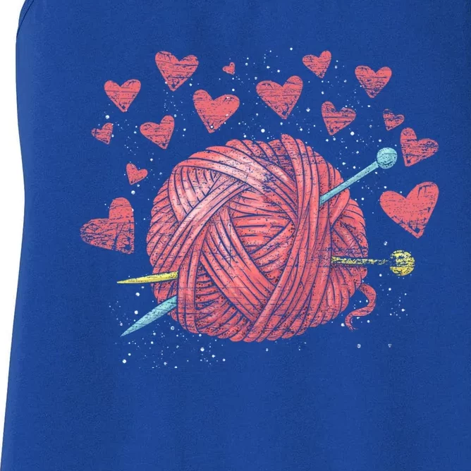 Crocheting Lover Knitter Crocheter Hearts Yarn Knitting Gift Women's Racerback Tank