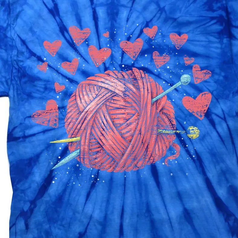 Crocheting Lover Knitter Crocheter Hearts Yarn Knitting Gift Tie-Dye T-Shirt