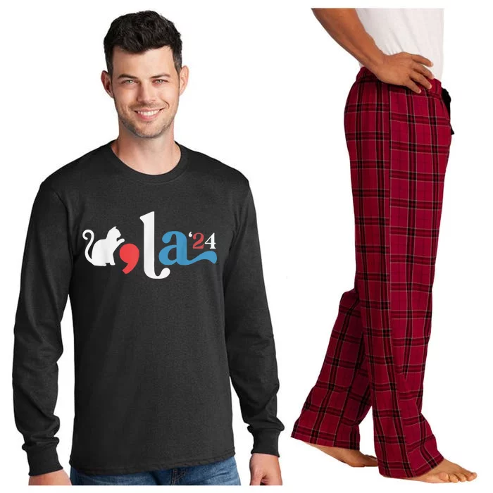 Comma La Kamala Harris President 2024 Childless Cat Ladies Long Sleeve Pajama Set