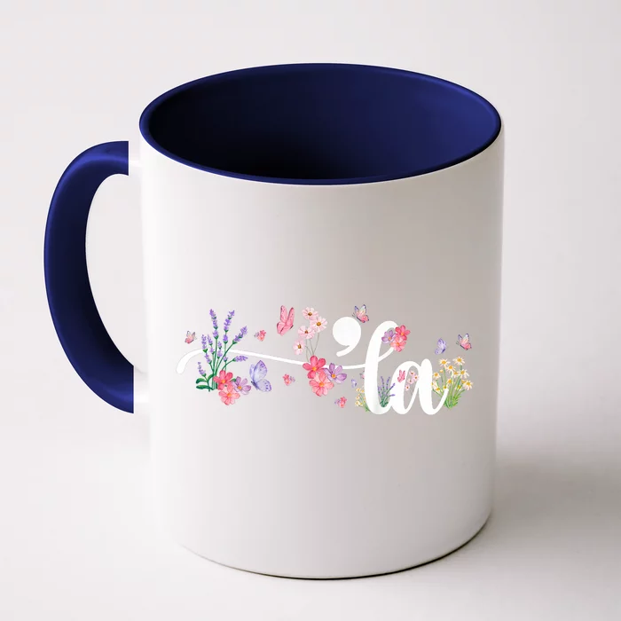 Comma La Kamala Harris Vintage Floral Feminine President Front & Back Coffee Mug