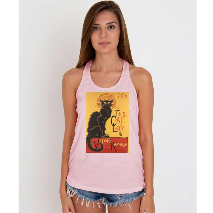 Cat Lady Kamala Le Chat Noir Funny Ballot Election Campaign Gift Women's Knotted Racerback Tank