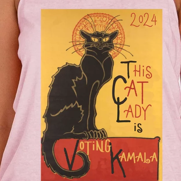 Cat Lady Kamala Le Chat Noir Funny Ballot Election Campaign Gift Women's Knotted Racerback Tank