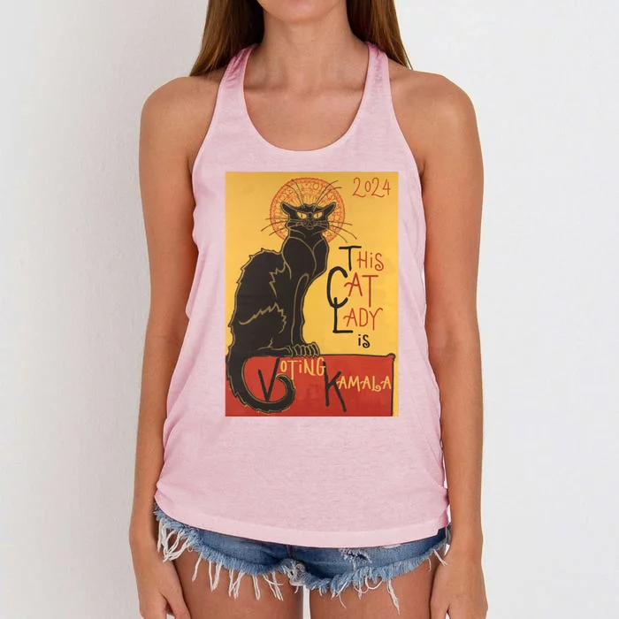 Cat Lady Kamala Le Chat Noir Funny Ballot Election Campaign Gift Women's Knotted Racerback Tank