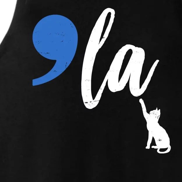 Comma La Kamala Harris Childless Cat Lady Ladies Tri-Blend Wicking Tank