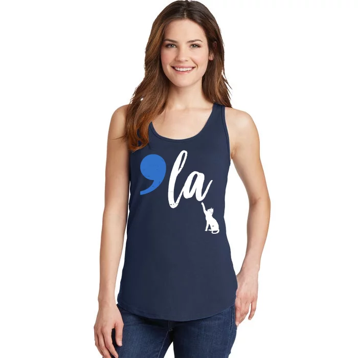 Comma La Kamala Harris Childless Cat Lady Ladies Essential Tank