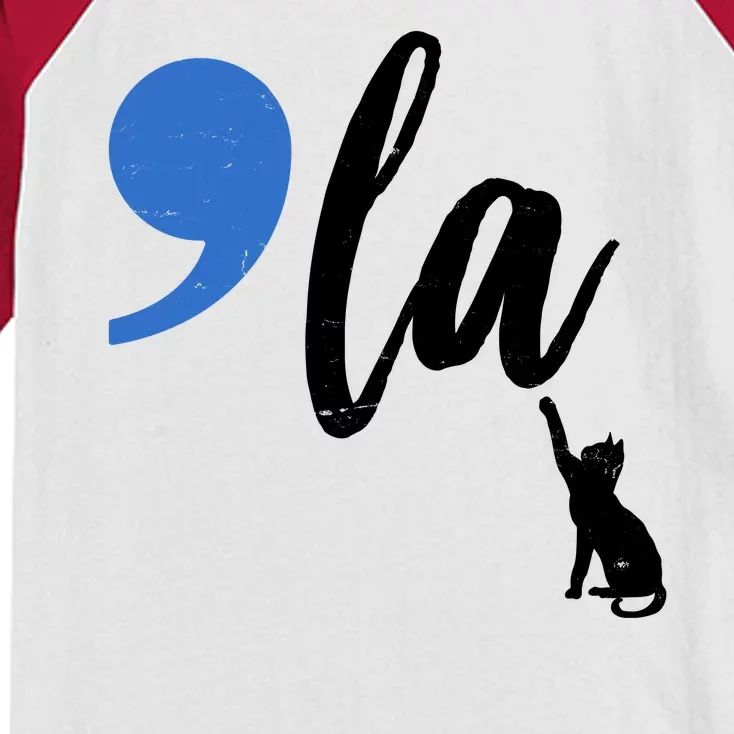 Comma La Kamala Harris Childless Cat Lady Kids Colorblock Raglan Jersey