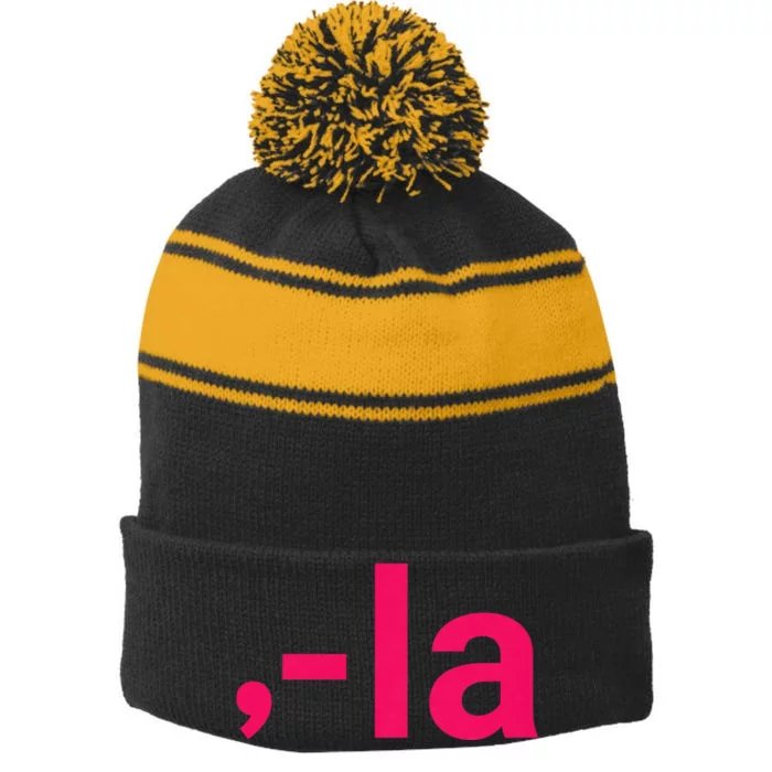 Comma  La Kamala Meme Gif 2024 Vote Brat Kamala Stripe Pom Pom Beanie