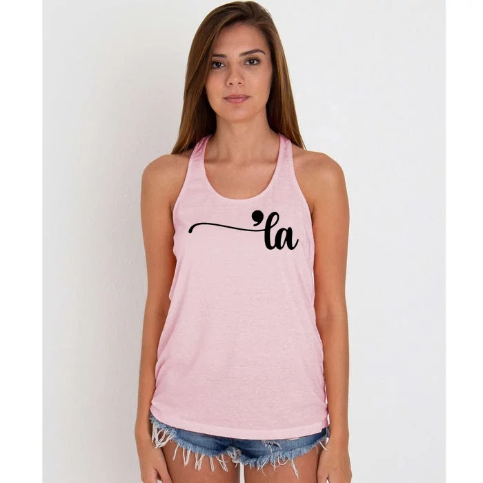 Comma La Kamala Harris Election Women's Knotted Racerback Tank