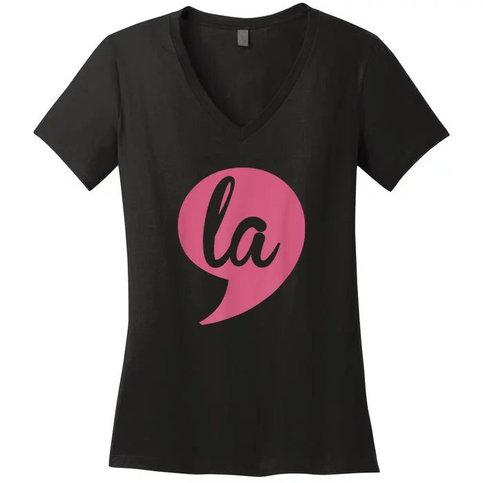 Comma + La Kamala Harris For President 2024 Election Women's V-Neck T-Shirt