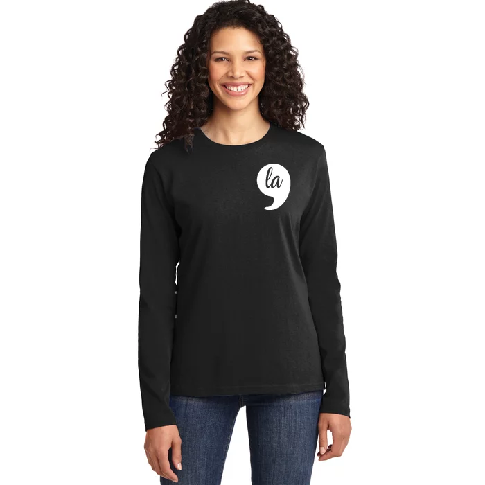 Comma La Kamala Harris For President 2024 Election Pocket Logo Ladies Long Sleeve Shirt