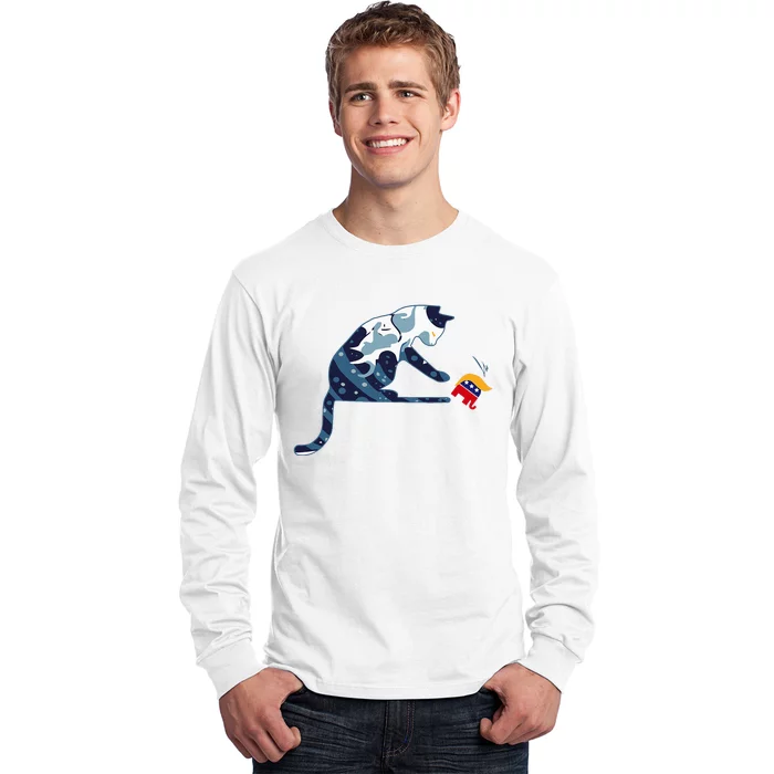 Cat Lovers Kamala Harris Blue Cat Long Sleeve Shirt